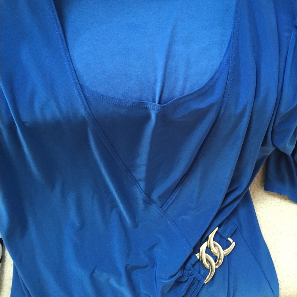 Faux wrap top stretchy buckle hardware 1X size